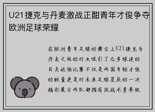 U21捷克与丹麦激战正酣青年才俊争夺欧洲足球荣耀
